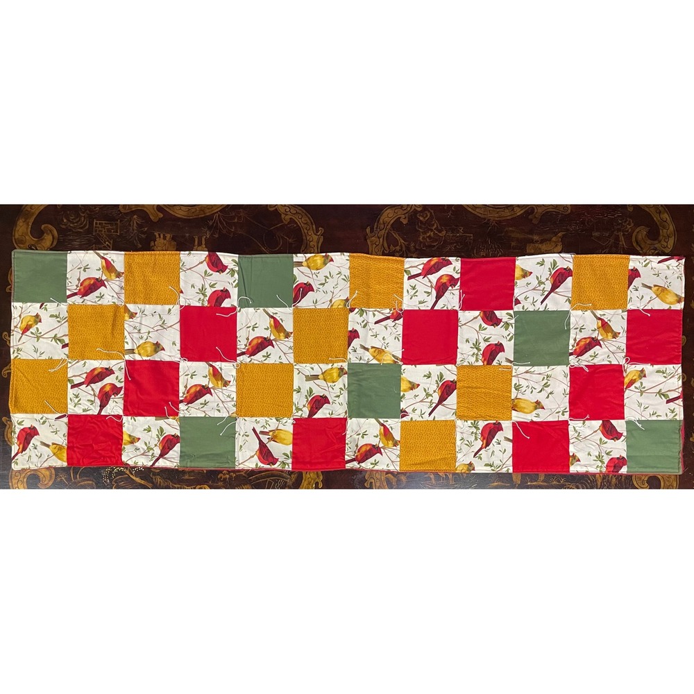 Handmade Quilted Cardinal Bird Table Runner Christmas Autumn Fall Decor‎ 51 x 16